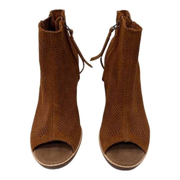 Toms Women's Majorca Peep Toe Ankle Boots Chestnut Brown Size 6.5 - Picture 6 of 10